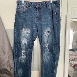 Denim blue jeans red lining